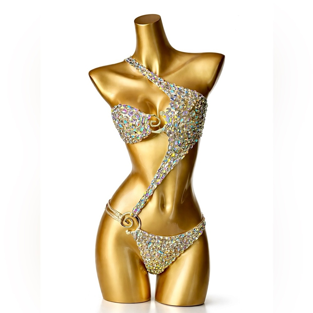 ❤️ Crystal Embellished Monokini Swimwear